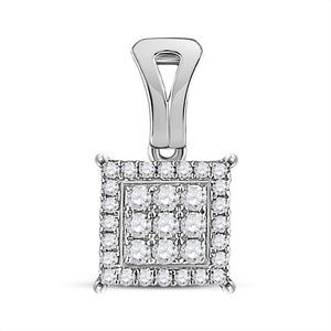 14kt White Gold Womens Round Diamond Square Cluster Pendant 1/4 Cttw