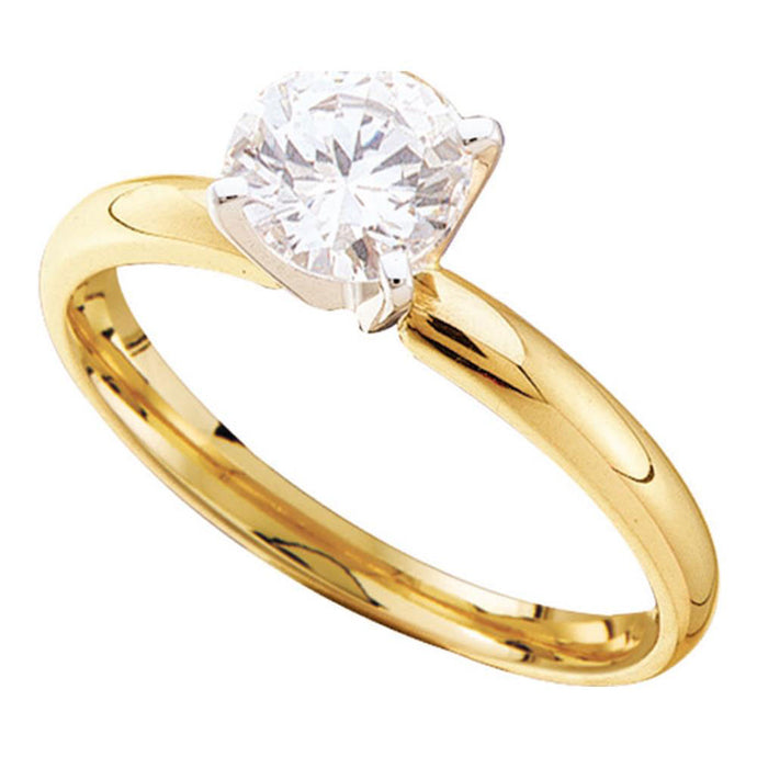 14kt Yellow Gold Womens Round Diamond Solitaire Bridal Wedding Engagement Ring 1/5 Cttw