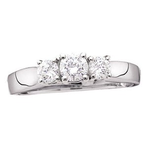 14kt White Gold Round Diamond 3-stone Bridal Wedding Engagement Ring 1/4 Cttw