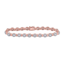 Load image into Gallery viewer, 14kt Rose Gold Womens Round Diamond Link Bracelet 2-1/5 Cttw
