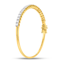 Load image into Gallery viewer, 14kt Yellow Gold Womens Round Diamond Bangle Bracelet 3 Cttw
