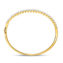 Load image into Gallery viewer, 14kt Yellow Gold Womens Round Diamond Bangle Bracelet 3 Cttw
