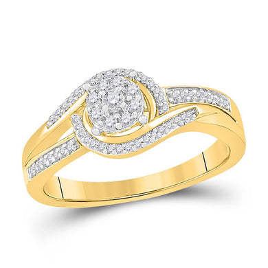 10kt Yellow Gold Womens Round Diamond Solitaire Promise Ring 1/5 Cttw