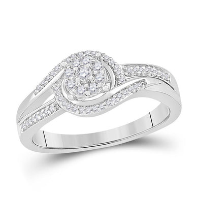 10kt White Gold Womens Round Diamond Solitaire Promise Ring 1/5 Cttw