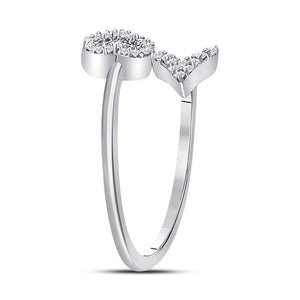 10kt White Gold Womens Round Diamond Heart Arrow Band Ring 1/10 Cttw