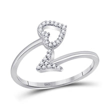Load image into Gallery viewer, 10kt White Gold Womens Round Diamond Heart Arrow Band Ring 1/10 Cttw
