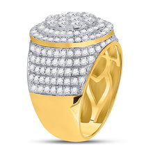 Load image into Gallery viewer, 10kt Yellow Gold Mens Round Diamond Statement Cluster Ring 2-1/2 Cttw

