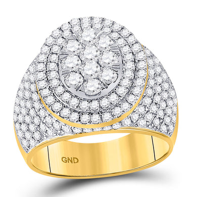10kt Yellow Gold Mens Round Diamond Statement Cluster Ring 2-1/2 Cttw