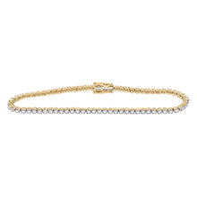 Load image into Gallery viewer, 10kt Yellow Gold Womens Round Diamond Tennis Bracelet 2 Cttw
