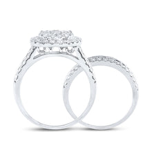 Load image into Gallery viewer, 14kt White Gold Round Diamond Bridal Wedding Ring Band Set 2 Cttw
