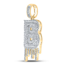 Load image into Gallery viewer, 10kt Yellow Gold Mens Round Diamond Dripping B Letter Charm Pendant 5/8 Cttw
