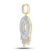Load image into Gallery viewer, 10kt Yellow Gold Mens Round Diamond Dripping O Letter Charm Pendant 3/4 Cttw
