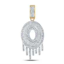 Load image into Gallery viewer, 10kt Yellow Gold Mens Round Diamond Dripping O Letter Charm Pendant 3/4 Cttw
