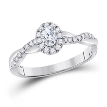 Load image into Gallery viewer, 14kt White Gold Oval Diamond Halo Bridal Wedding Engagement Ring 5/8 Cttw
