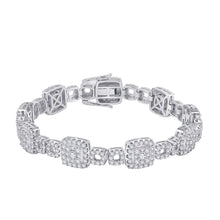 Load image into Gallery viewer, 14kt White Gold Womens Round Diamond Square Link Bracelet 5-3/4 Cttw
