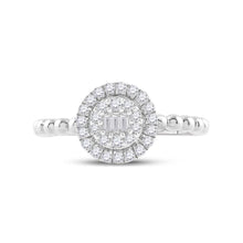 Load image into Gallery viewer, 10kt White Gold Womens Baguette Diamond Circle Cluster Ring 1/4 Cttw
