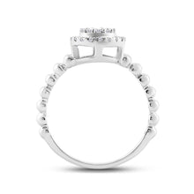 Load image into Gallery viewer, 10kt White Gold Womens Baguette Diamond Circle Cluster Ring 1/4 Cttw
