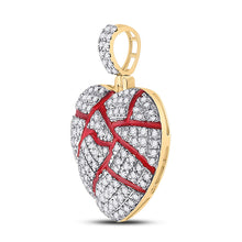 Load image into Gallery viewer, 10kt Yellow Gold Mens Round Diamond Heart Charm Pendant 3/8 Cttw
