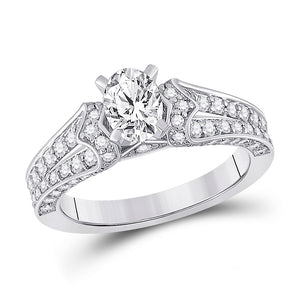 14kt White Gold Oval Diamond Solitaire Bridal Wedding Engagement Ring 1-1/2 Cttw