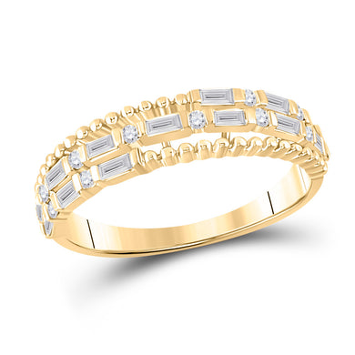 14kt Yellow Gold Womens Baguette Diamond Fashion Band Ring 3/8 Cttw