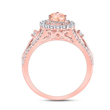 Load image into Gallery viewer, 14kt Rose Gold Womens Pear Morganite Diamond-accent Solitaire Ring 1/2 Cttw

