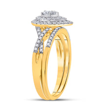 Load image into Gallery viewer, 10kt Yellow Gold Round Diamond Bridal Wedding Ring Band Set 1/2 Cttw
