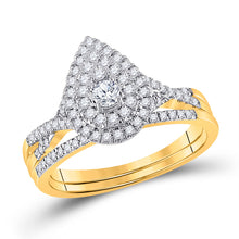 Load image into Gallery viewer, 10kt Yellow Gold Round Diamond Bridal Wedding Ring Band Set 1/2 Cttw
