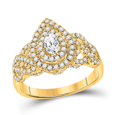 14kt Yellow Gold Pear Diamond Solitaire Bridal Wedding Engagement Ring 1 Cttw