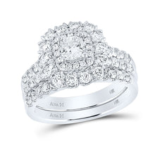 Load image into Gallery viewer, 14kt White Gold Cushion Diamond Bridal Wedding Ring Band Set 1-7/8 Cttw
