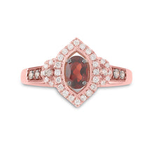 Load image into Gallery viewer, 14kt Rose Gold Womens Oval Garnet Diamond Solitaire Ring 7/8 Cttw
