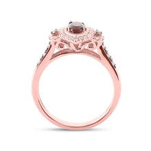 Load image into Gallery viewer, 14kt Rose Gold Womens Oval Garnet Diamond Solitaire Ring 7/8 Cttw
