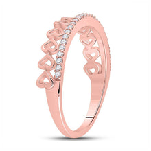 Load image into Gallery viewer, 10kt Rose Gold Womens Round Diamond Heart Band Ring 1/6 Cttw
