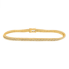 Load image into Gallery viewer, 14kt Yellow Gold Womens Round Diamond 2-Row Tennis Bracelet 1 Cttw
