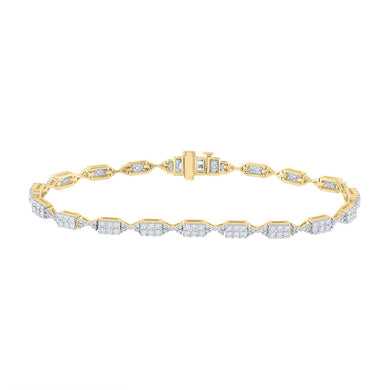 14kt Yellow Gold Womens Round Diamond Fashion Bracelet 2 Cttw