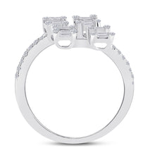 Load image into Gallery viewer, 14kt White Gold Womens Baguette Diamond Bisected Fashion Ring 5/8 Cttw
