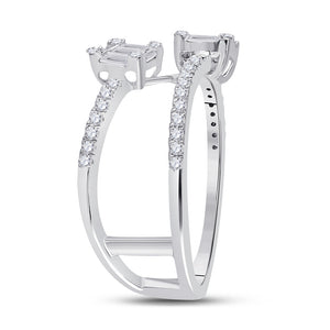 14kt White Gold Womens Baguette Diamond Fashion Ring 1/2 Cttw
