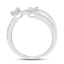 Load image into Gallery viewer, 14kt White Gold Womens Baguette Diamond Fashion Ring 1/2 Cttw
