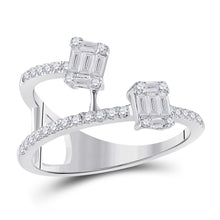 Load image into Gallery viewer, 14kt White Gold Womens Baguette Diamond Fashion Ring 1/2 Cttw
