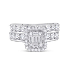 Load image into Gallery viewer, 14kt White Gold Baguette Diamond Bridal Wedding Ring Band Set 2-1/5 Cttw
