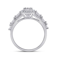 Load image into Gallery viewer, 14kt White Gold Womens Baguette Diamond Square Fashion Ring 1 Cttw

