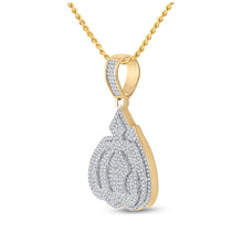 Load image into Gallery viewer, 14kt Yellow Gold Mens Round Diamond Allah Islam Charm Pendant 1 Cttw
