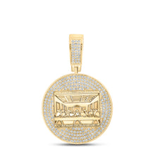 Load image into Gallery viewer, 14kt Yellow Gold Mens Round Diamond Last Supper Charm Pendant 3-1/4 Cttw
