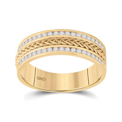 14kt Yellow Gold Mens Round Diamond Wedding Braided Band Ring 1/2 Cttw