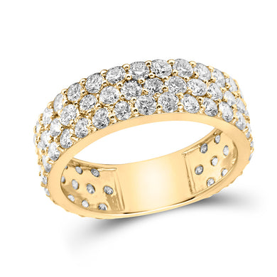 14kt Yellow Gold Womens Round Diamond Pave Band Ring 3 Cttw