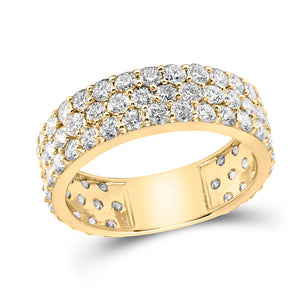14kt Yellow Gold Womens Round Diamond Pave Band Ring 3 Cttw