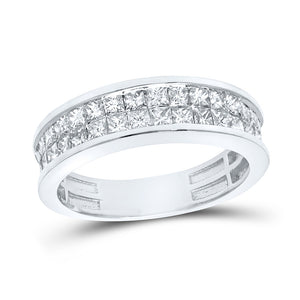 14kt White Gold Womens Princess Diamond Band Ring 1-1/4 Cttw