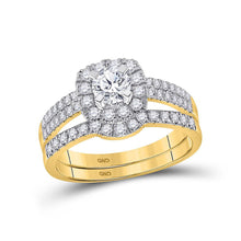 Load image into Gallery viewer, 14kt Yellow Gold His Hers Round Diamond Solitaire Matching Wedding Set 1-3/4 Cttw
