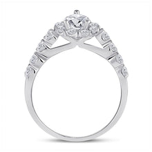 Load image into Gallery viewer, 14kt White Gold Oval Diamond Bridal Wedding Ring Band Set 2 Cttw
