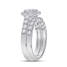 Load image into Gallery viewer, 14kt White Gold Oval Diamond Bridal Wedding Ring Band Set 2 Cttw
