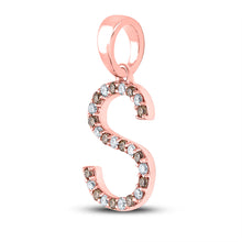 Load image into Gallery viewer, 10kt Rose Gold Womens Round Brown Diamond Initial S Letter Pendant 1/5 Cttw
